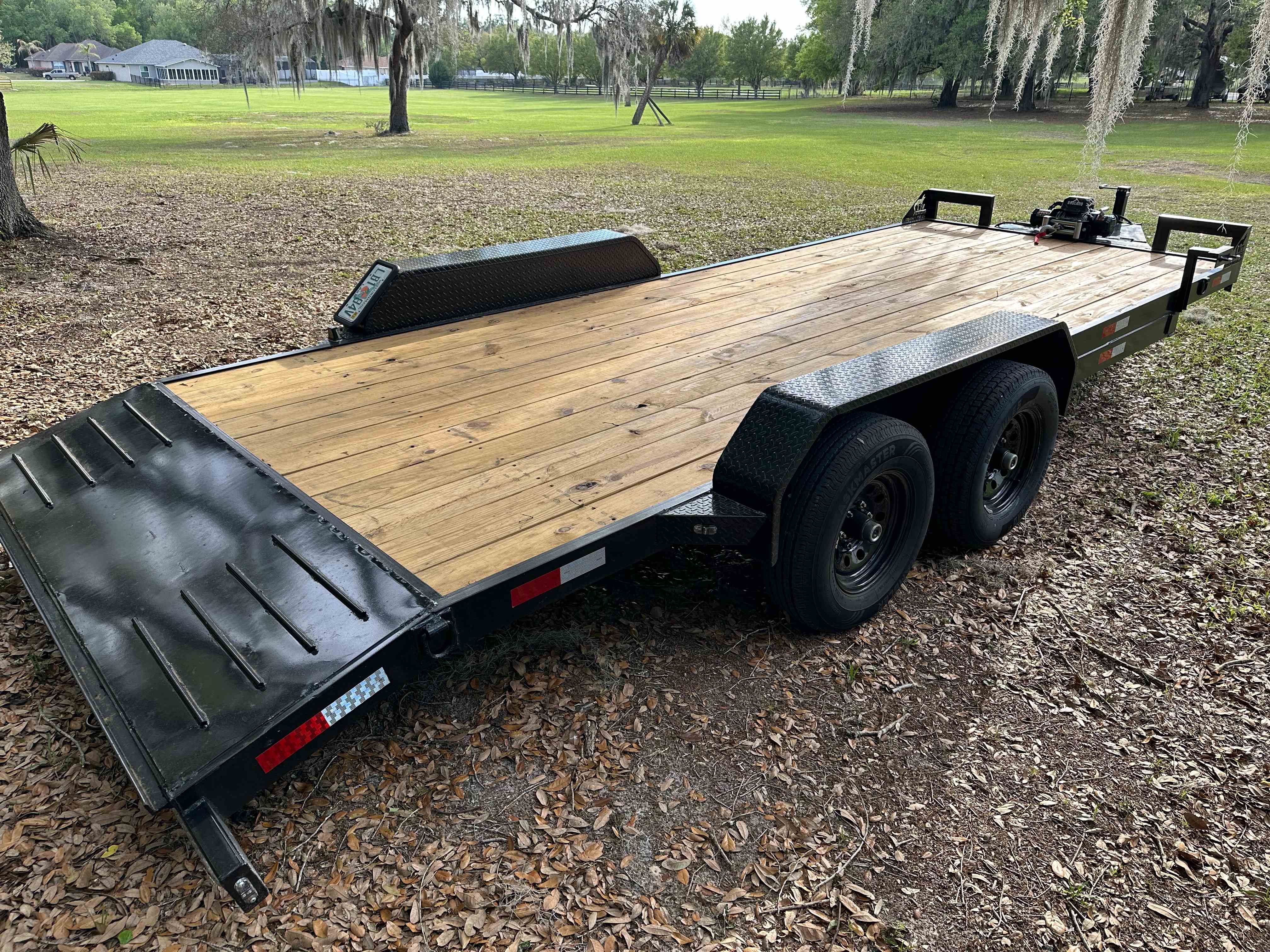 7x20 blue car hauler trailer for rent in Fruitland Park, FL